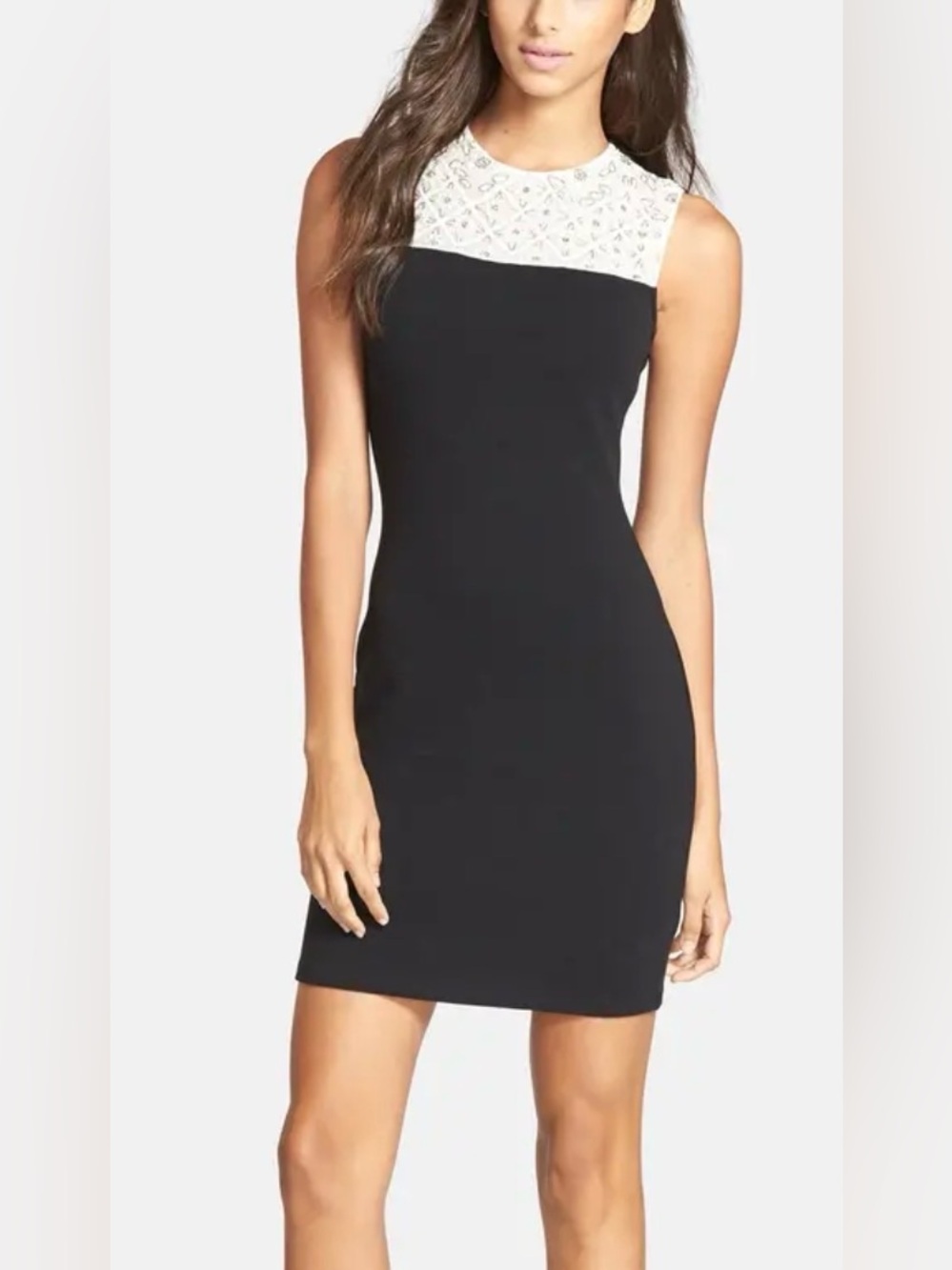 Needle & Thread Lace Yoke Jersey Body-Con Dress